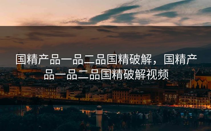 国精产品一品二品国精破解，国精产品一品二品国精破解视频